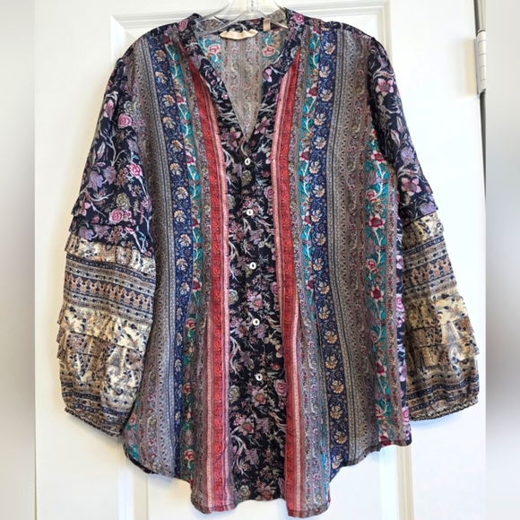 Soft Surroundings Milarepa Silk Blouse Size Medium - Picture 1 of 6